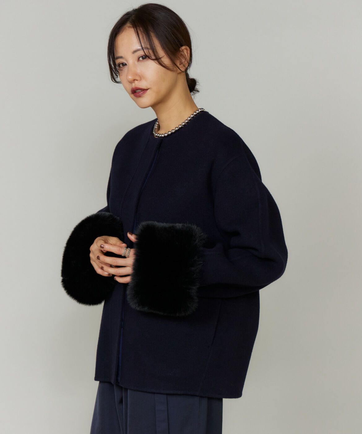 Le Souk「《45th限定企画》ファー付きクルーネックリバーコート」|その他|