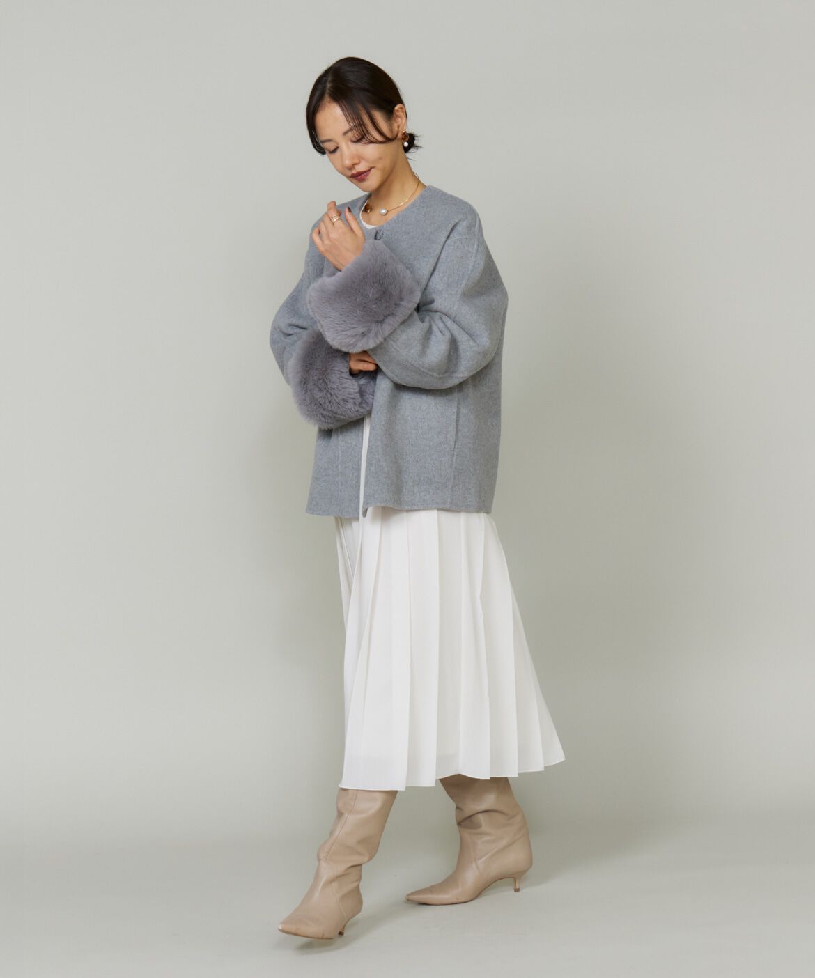 Le Souk「《45th限定企画》ファー付きクルーネックリバーコート」|その他|