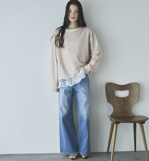 Doux archives「裾スカラップレースロンＴｅｅ」|Tシャツ・カットソー|