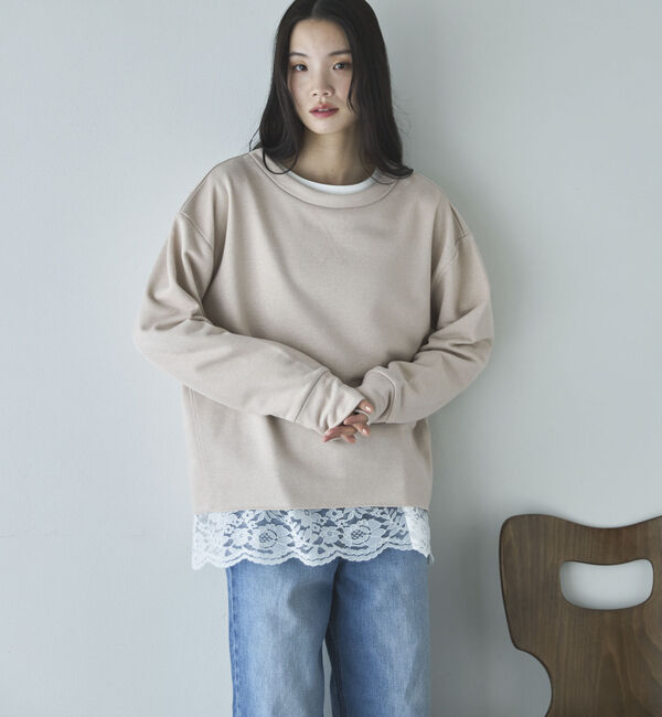 Doux archives「裾スカラップレースロンＴｅｅ」|Tシャツ・カットソー|