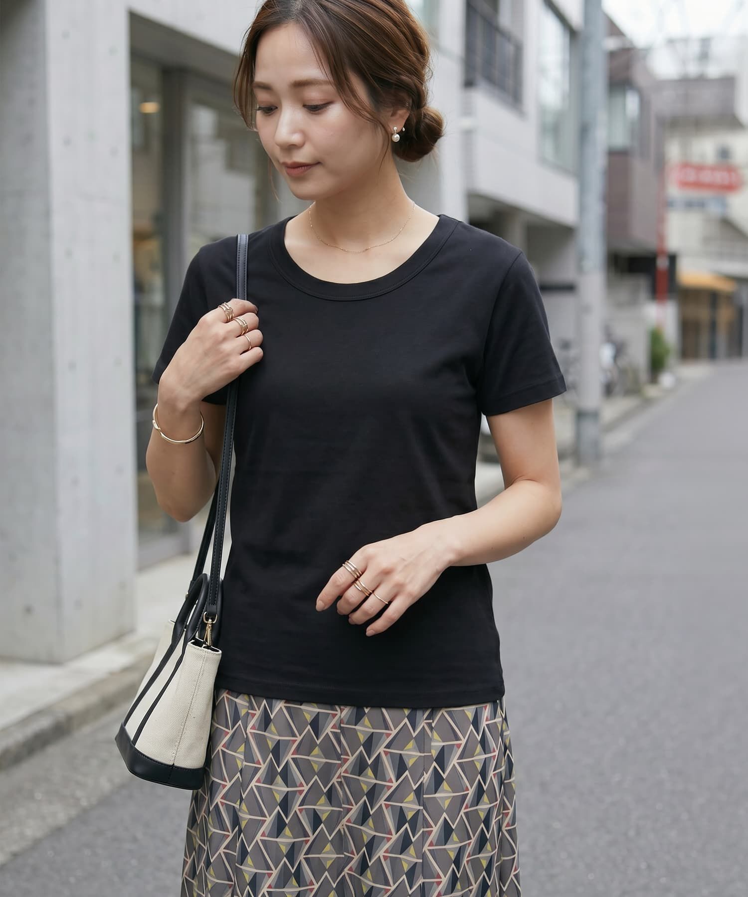 STYLE DELI「【Made in JAPAN】フライス半袖カットソートップス」|Tシャツ・カットソー|ブラック