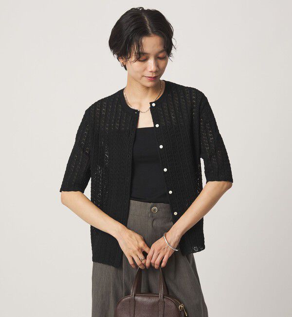 UNITED ARROWS green label relaxing「ガラアミ クルーネック カーディガン」|カーディガン|BLACK