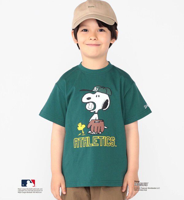 SHIPS KIDS「SHIPS KIDS:100～125cm / スヌーピー&times;MLB TEE」|Tシャツ・カットソー|グリーン