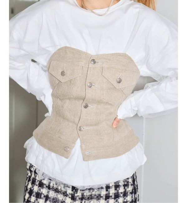  「TANAKA BUSTIER ST-157-26-LI：ビスチェ」|シャツ・ブラウス|ベージュ