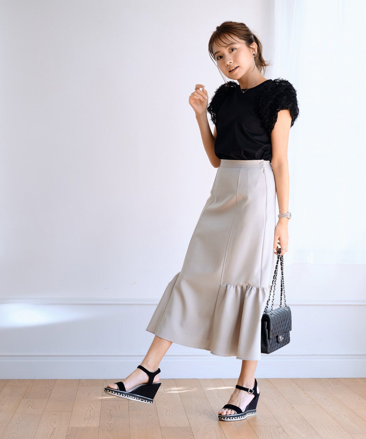 Maglie le cassetto「《曽田茉莉江コラボ》切り替えギャザー&ldquo;映え&rdquo;スカート」|スカート|
