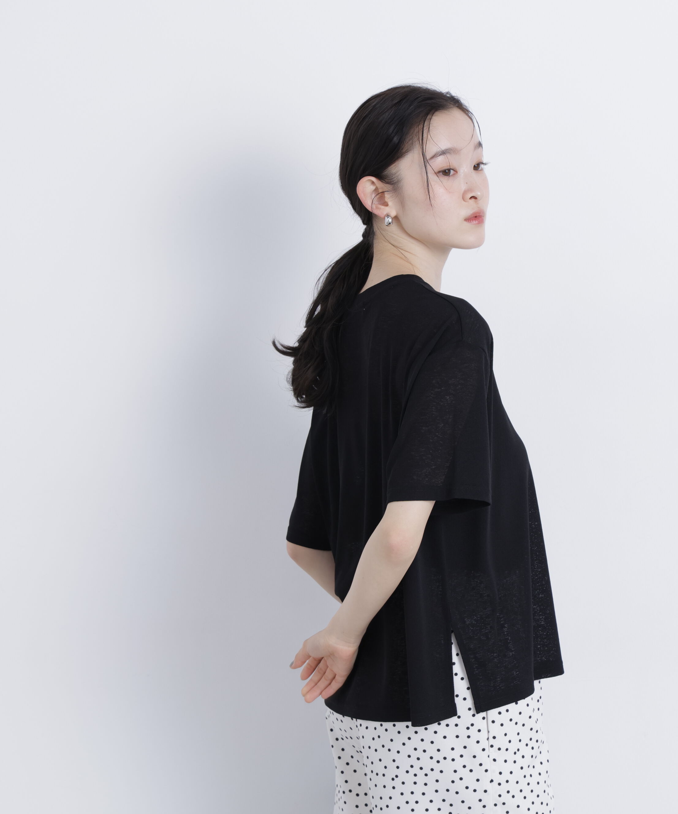  「〈N.〉スラブ天竺カットソー半袖」|Tシャツ・カットソー|ブラック