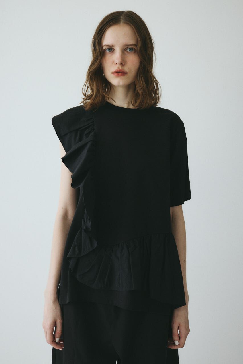 HeRIN.CYE「Docking ruffle peplum tops」|Tシャツ・カットソー|BLK