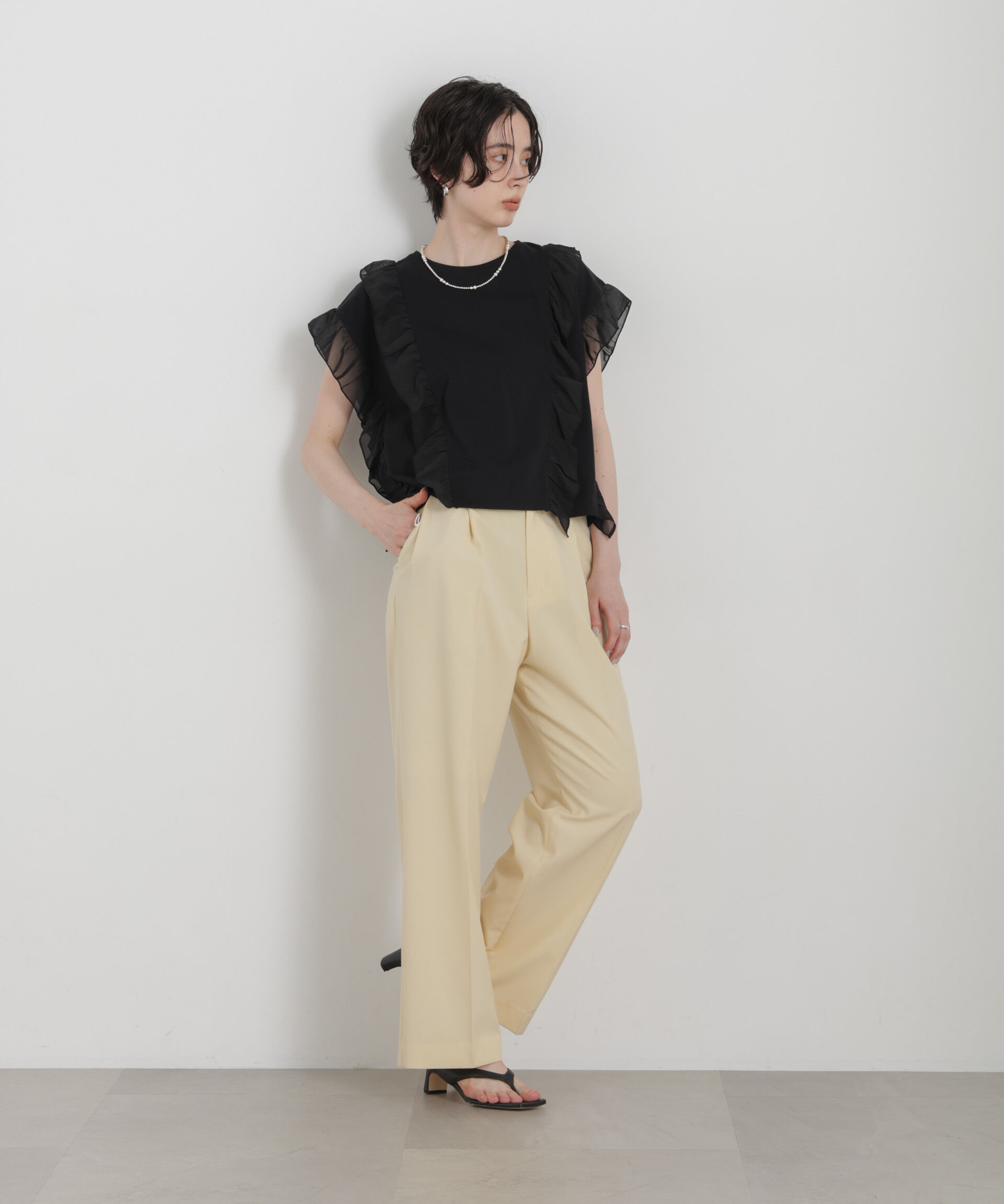 NANO universe「シフォンフリルカットソー」|Tシャツ・カットソー|