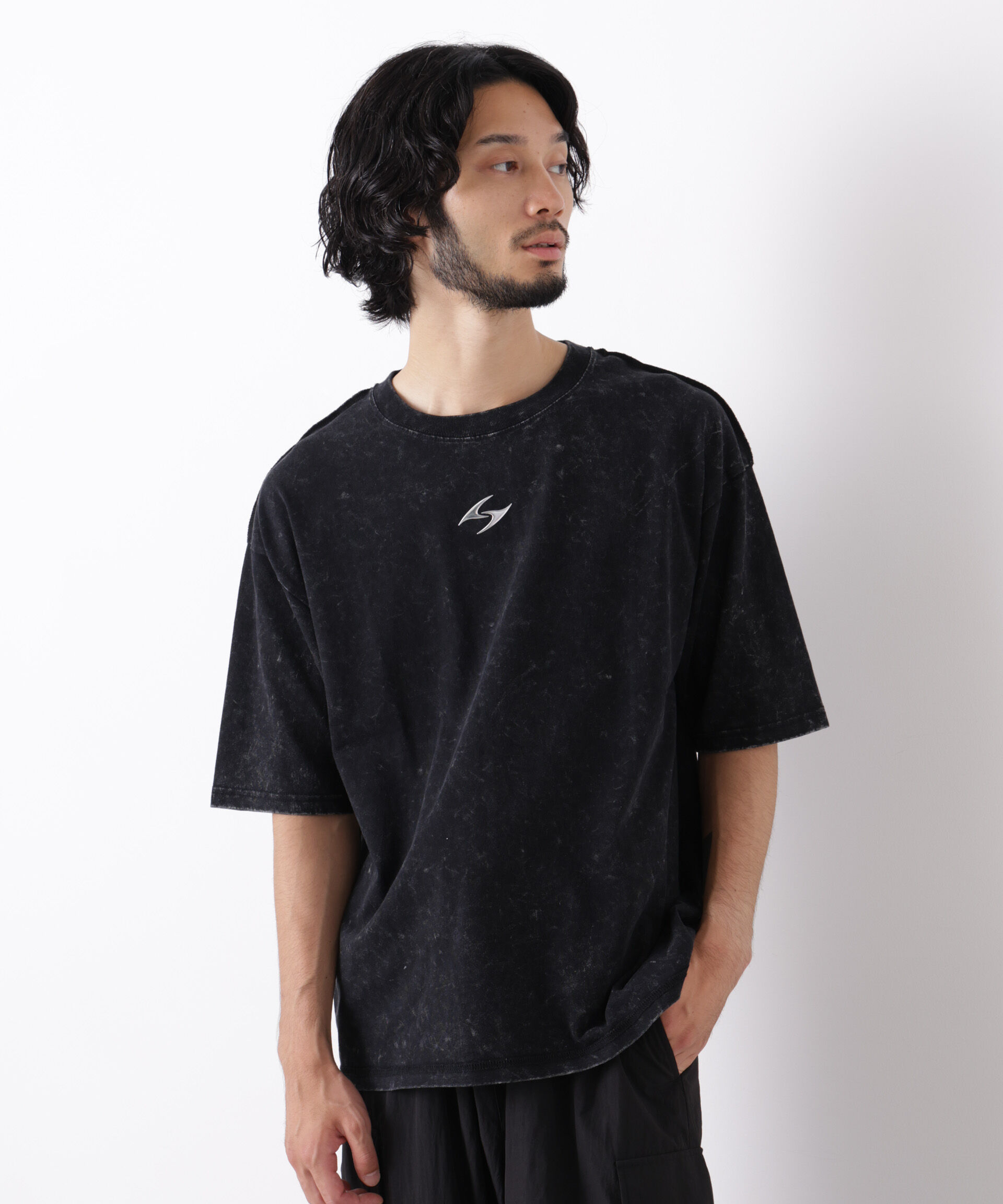 NANO universe「ワンポイントピグメントTシャツ 半袖」|Tシャツ・カットソー|