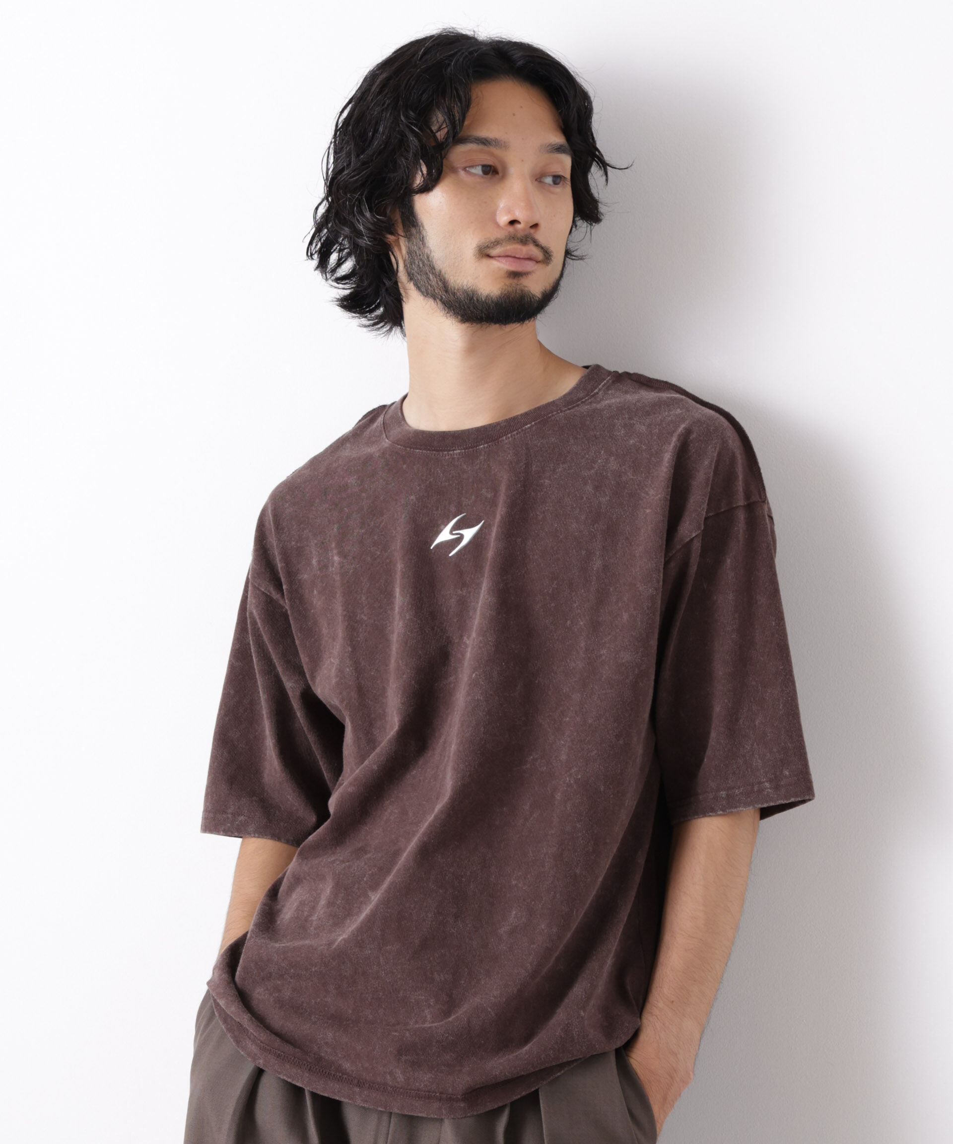 NANO universe「ワンポイントピグメントTシャツ 半袖」|Tシャツ・カットソー|