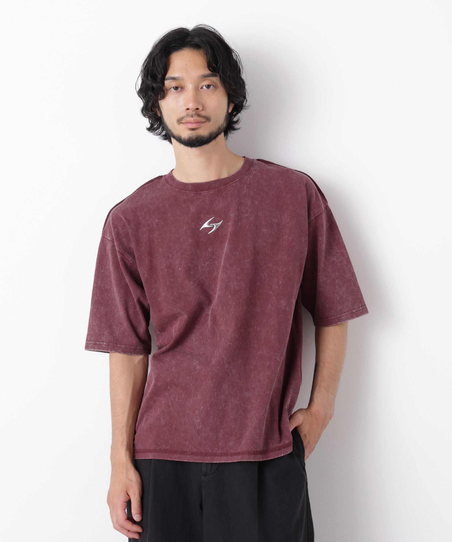 NANO universe「ワンポイントピグメントTシャツ 半袖」|Tシャツ・カットソー|