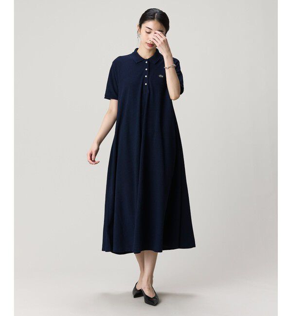 LACOSTE「インディゴ鹿の子ポロドレス / フレアワンピース」|ワンピース|