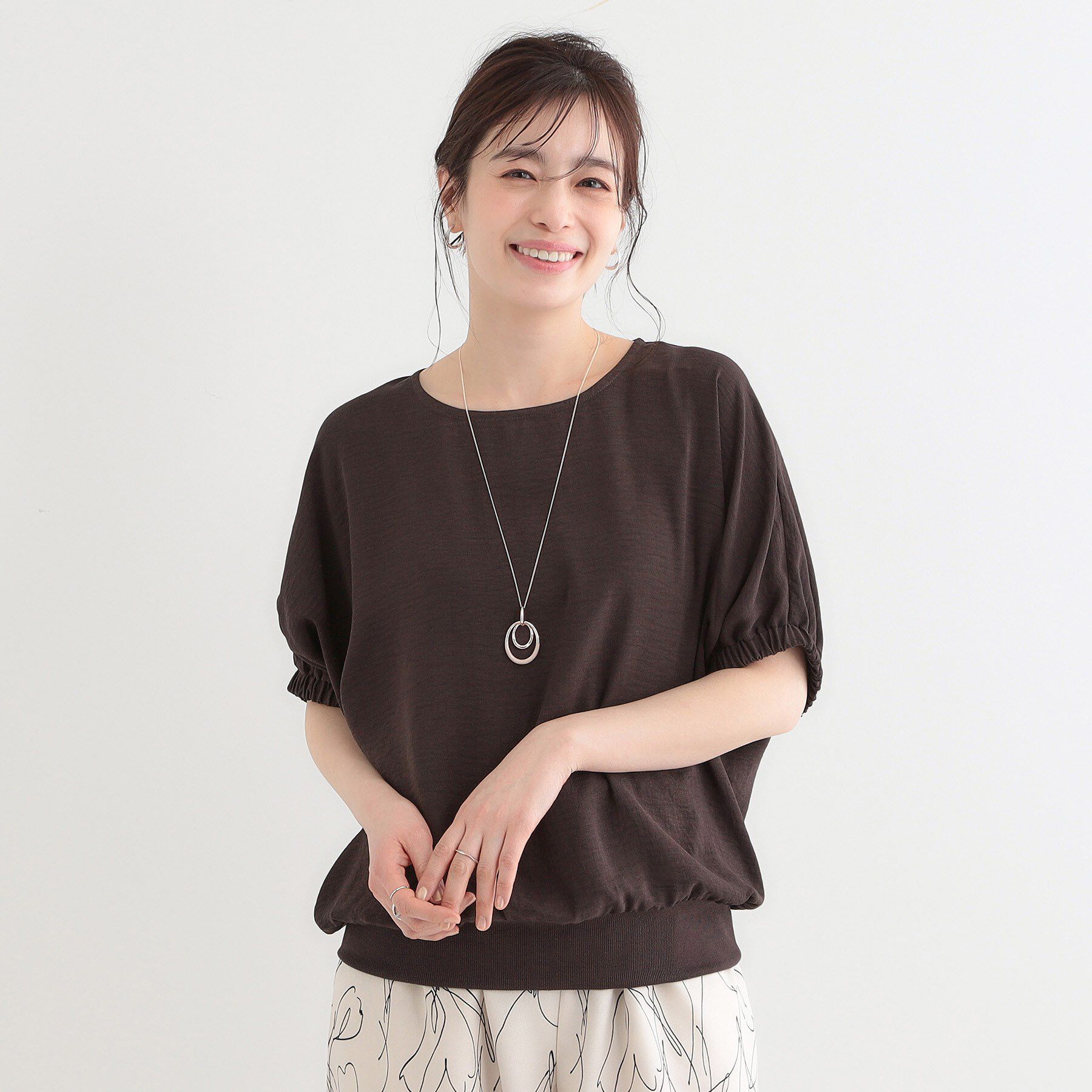 SHOO･LA･RUE「【高レビュー/UV/ひんやり/洗濯後しわになりにくい/5分袖】さらさら ドルマントップス」|シャツ・ブラウス|