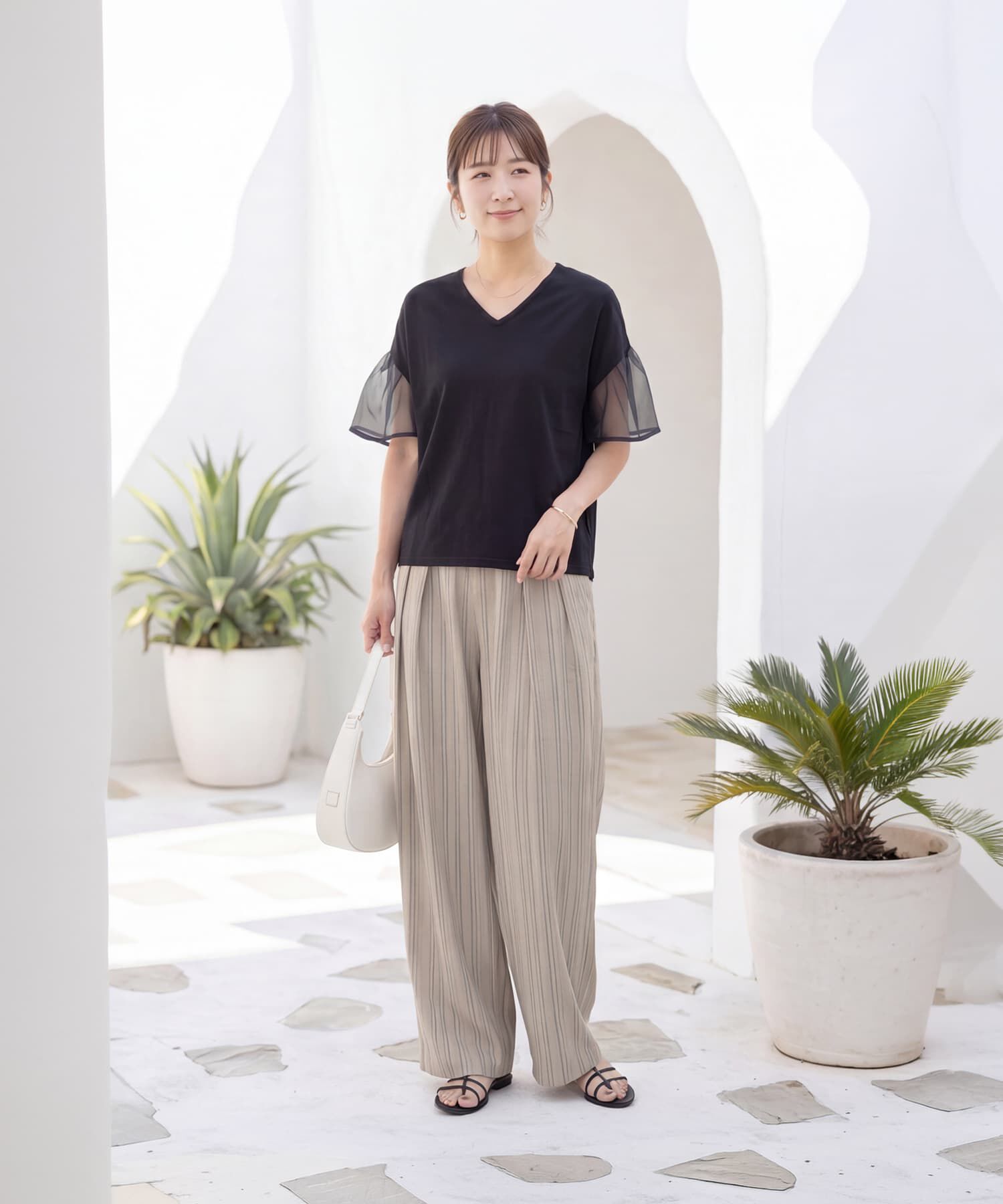 STYLE DELI「オーガンジースリーブVネックトップス」|タンクトップ|