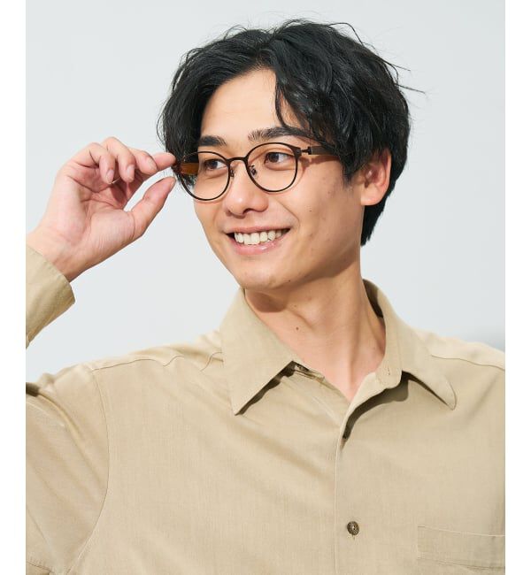 「 ボストン型 メガネ | レザー調、ラバーテンプル Zoff  レンズ交換券付 レンズ交換券付」|メガネ|