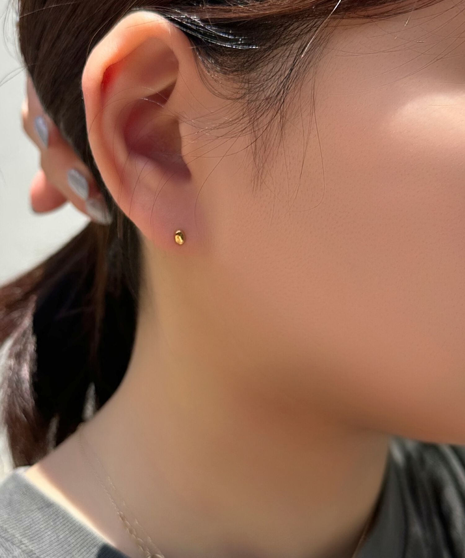 Phoebe「【金属アレルギー対応】メタルビーンズピアス(片耳)　ゴールド/サージカルステンレス」|ピアス|