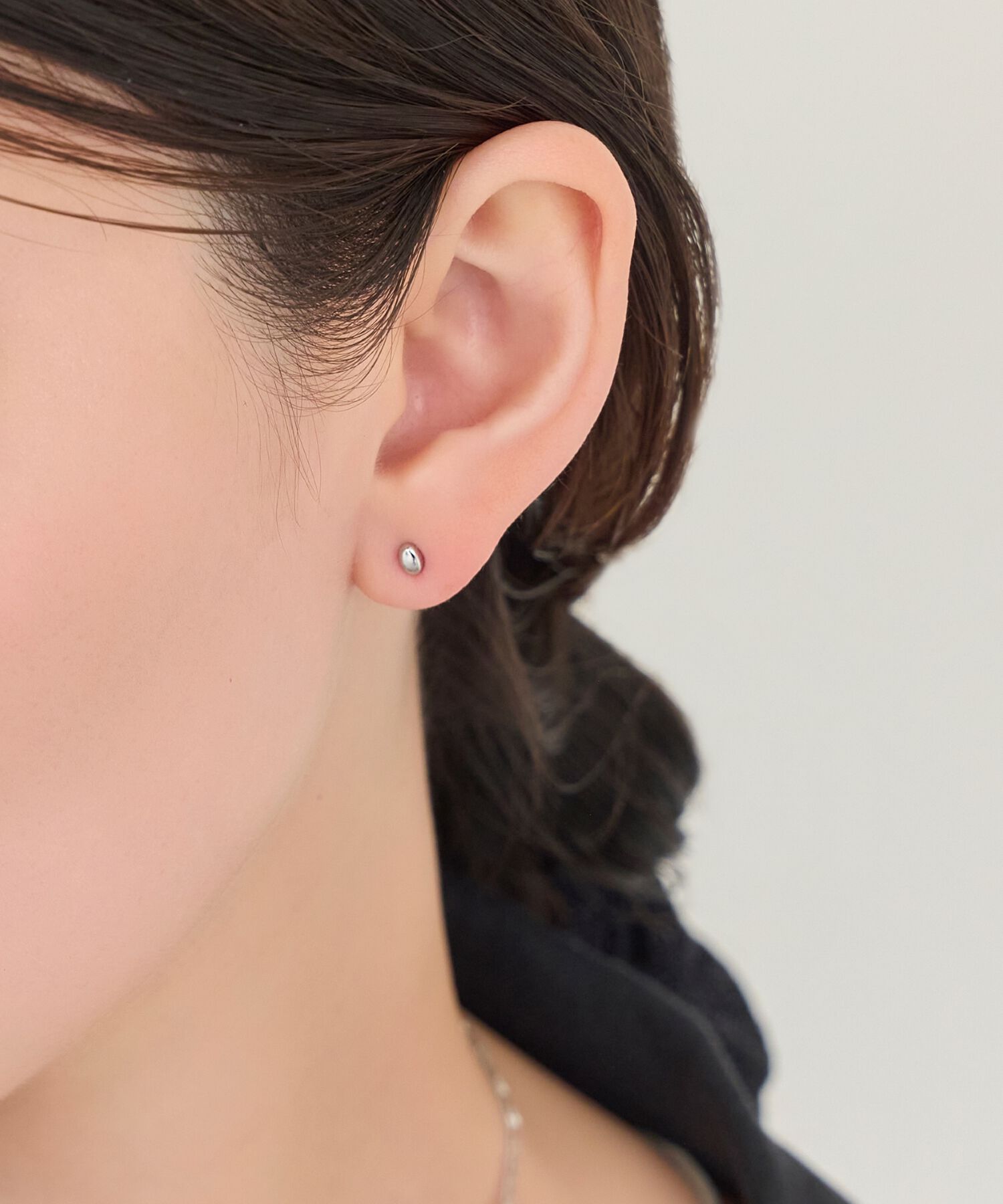 Phoebe「【金属アレルギー対応】メタルビーンズピアス(片耳)　シルバー/サージカルステンレス」|ピアス|