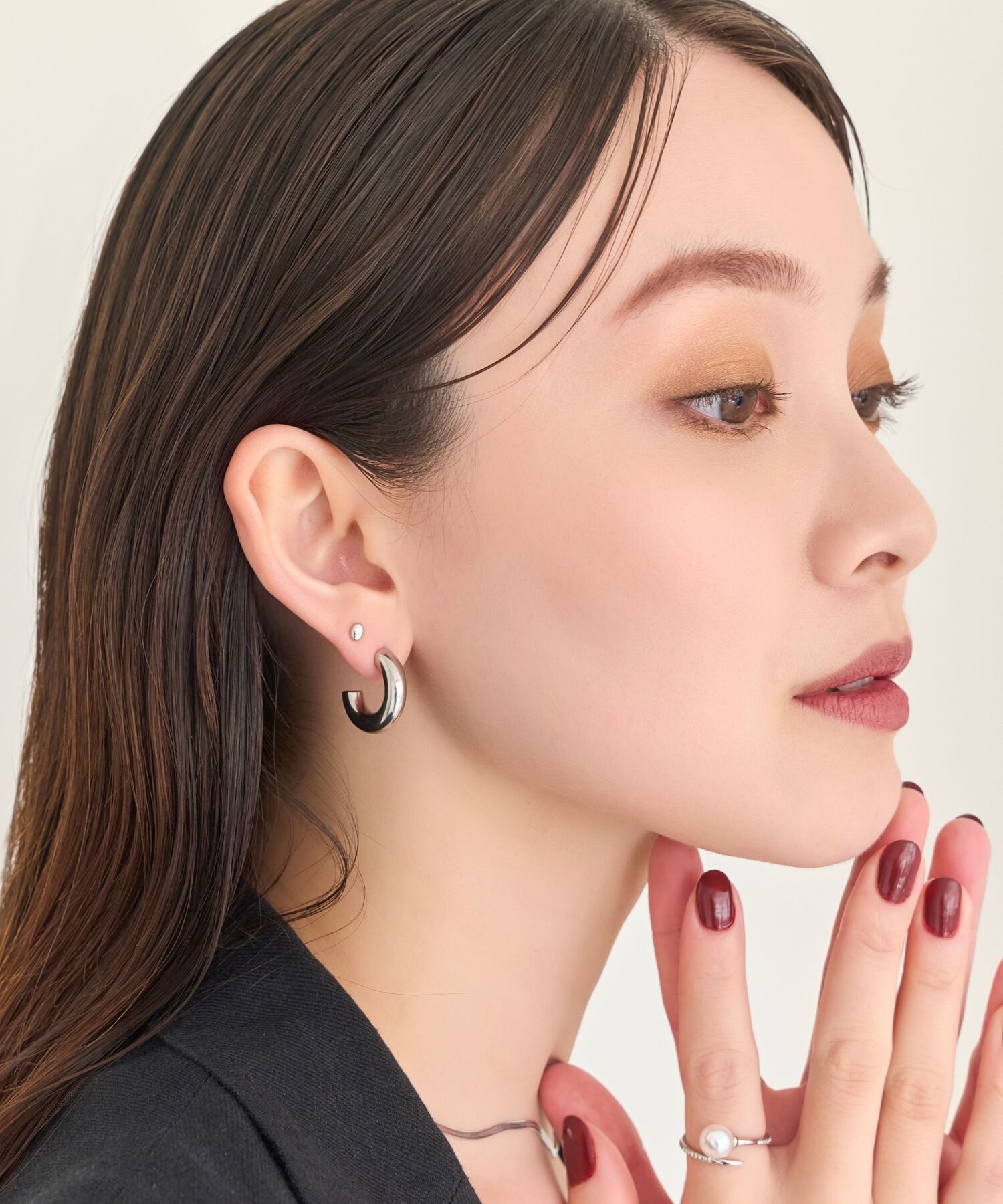 Phoebe「【金属アレルギー対応】メタルビーンズピアス(片耳)　シルバー/サージカルステンレス」|ピアス|
