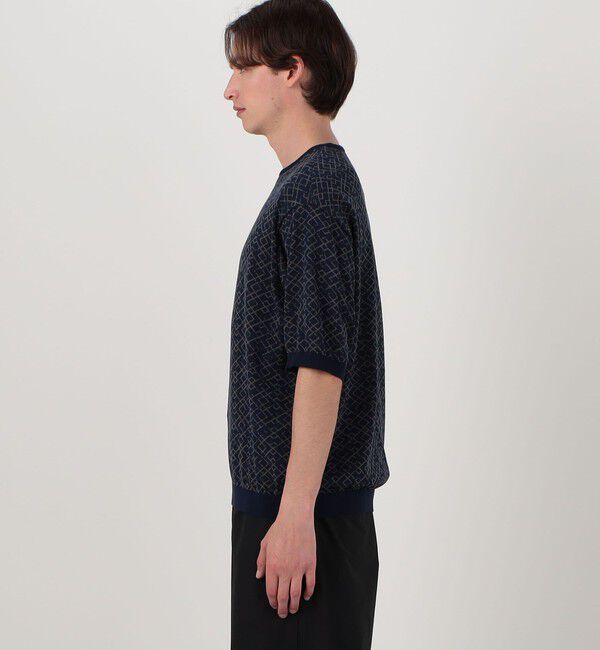 TOMORROWLAND MENS「TOMORROWLAND tricot ジオメトリック柄 強撚ハイゲージコットンニットTシャツ」|ニット・セーター|