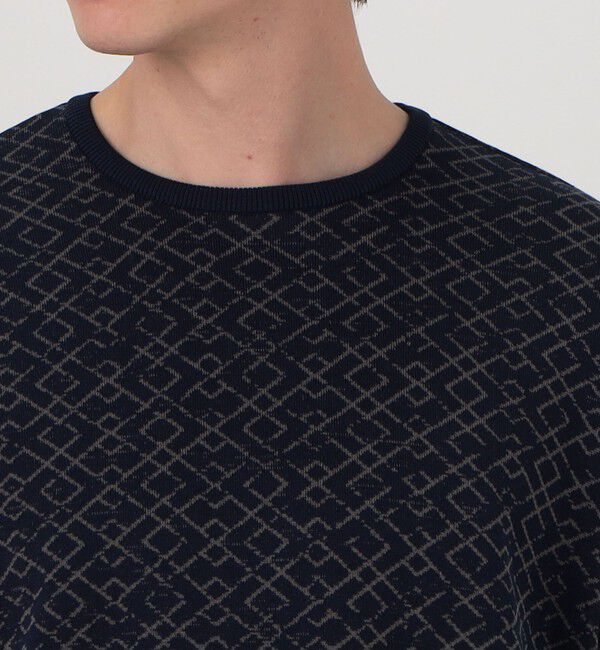 TOMORROWLAND MENS「TOMORROWLAND tricot ジオメトリック柄 強撚ハイゲージコットンニットTシャツ」|ニット・セーター|