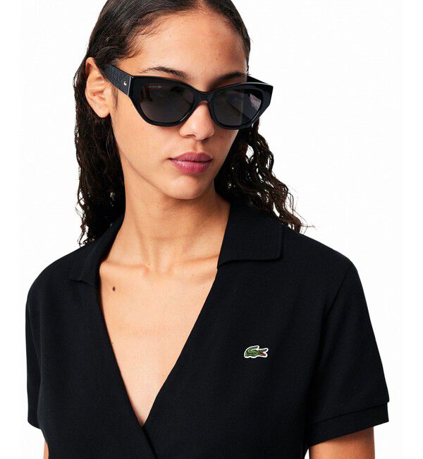 LACOSTE「ハイストレッチ 鹿の子 ラップフロント クロップド丈半袖ポロシャツ」|ポロシャツ|