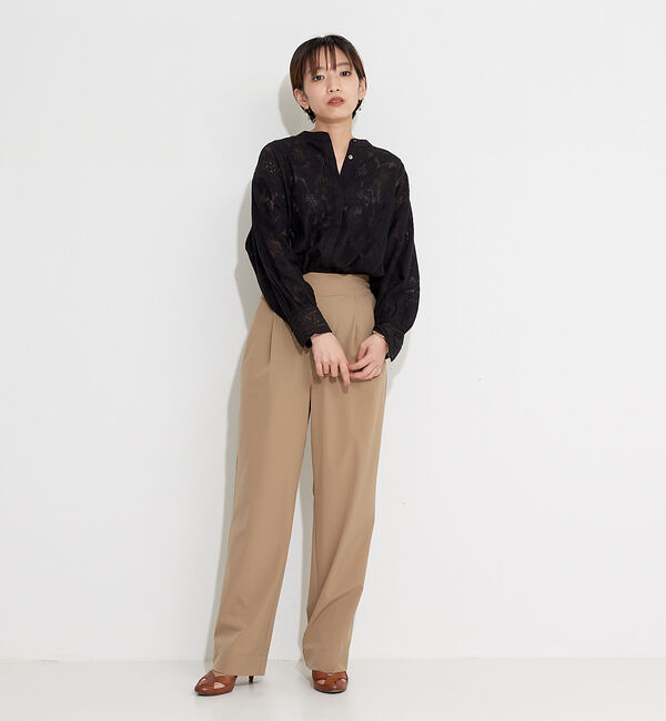 NOMINE「後ろゴムハイウエストタックパンツ」|スラックス|