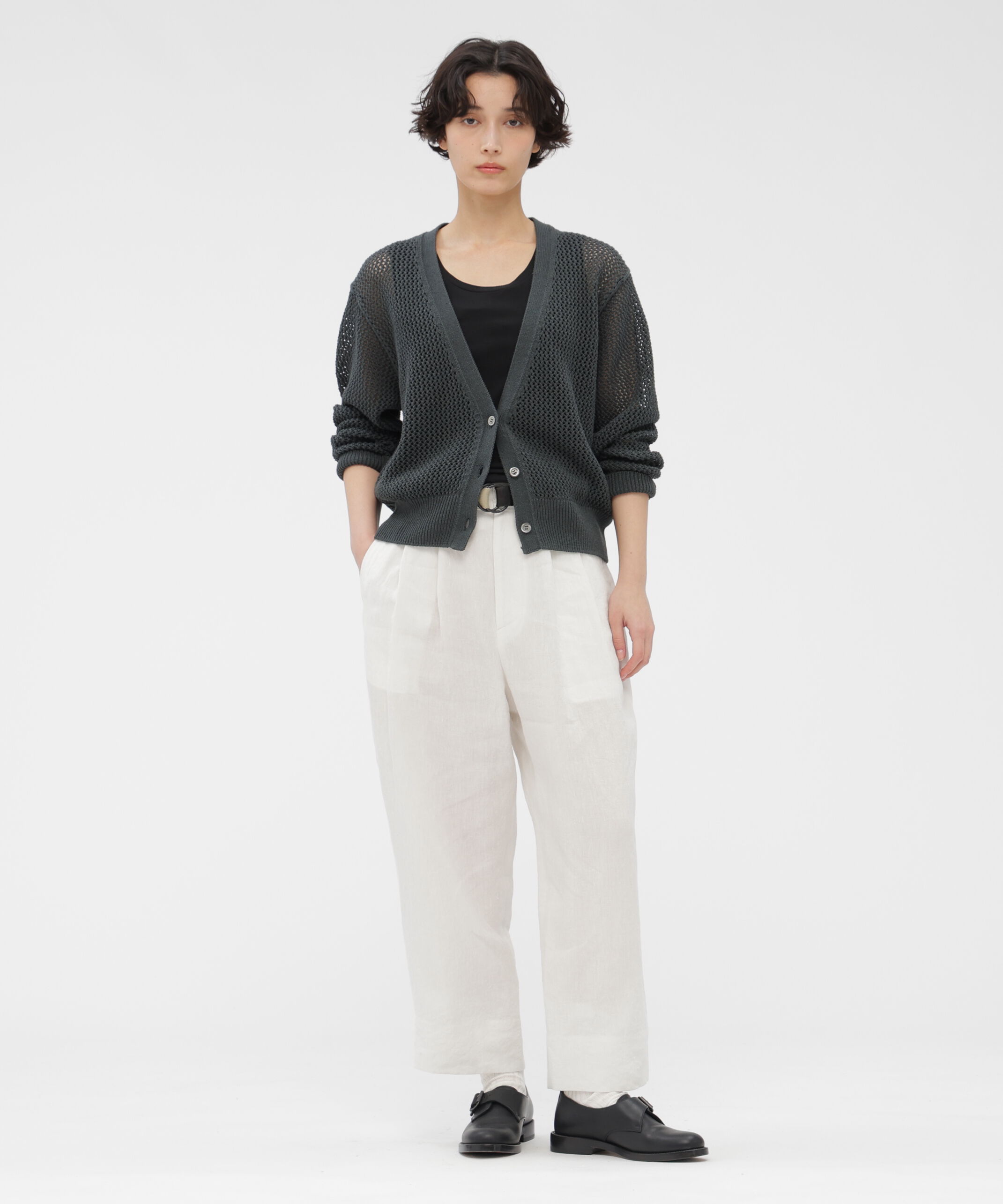  「PAPER COTTON MESH KNITWEAR」|カーディガン|
