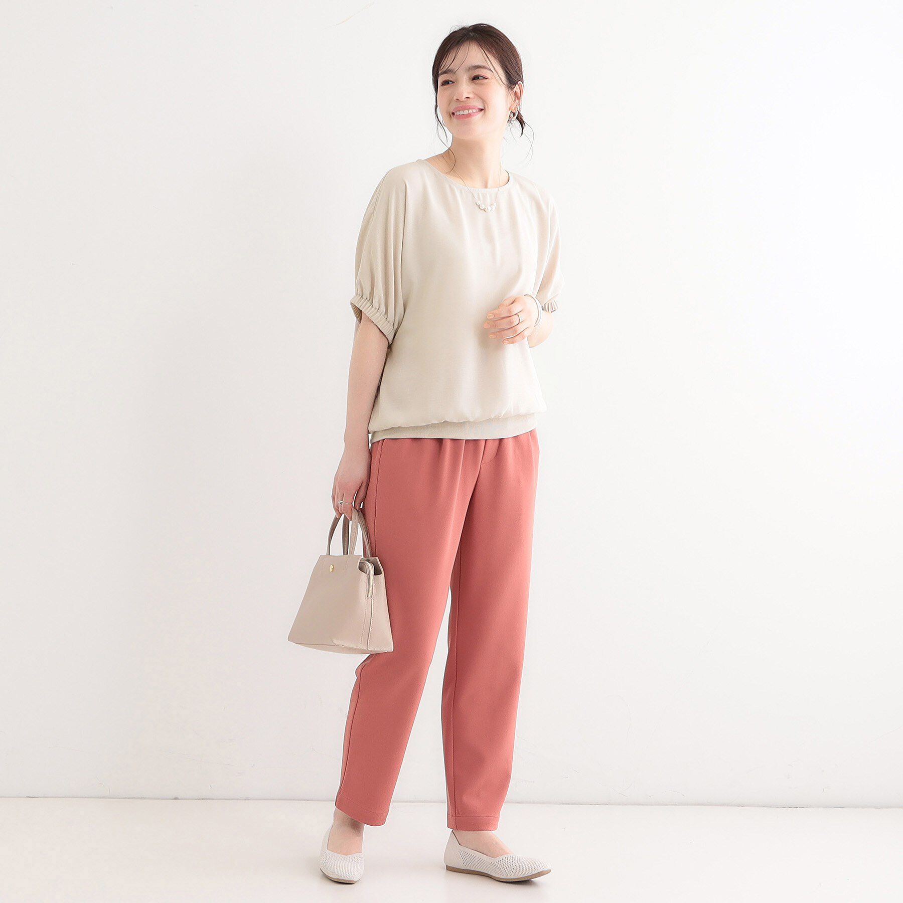 SHOO･LA･RUE「【高レビュー/UV/ひんやり/洗濯後しわになりにくい/5分袖】さらさら ドルマントップス」|シャツ・ブラウス|