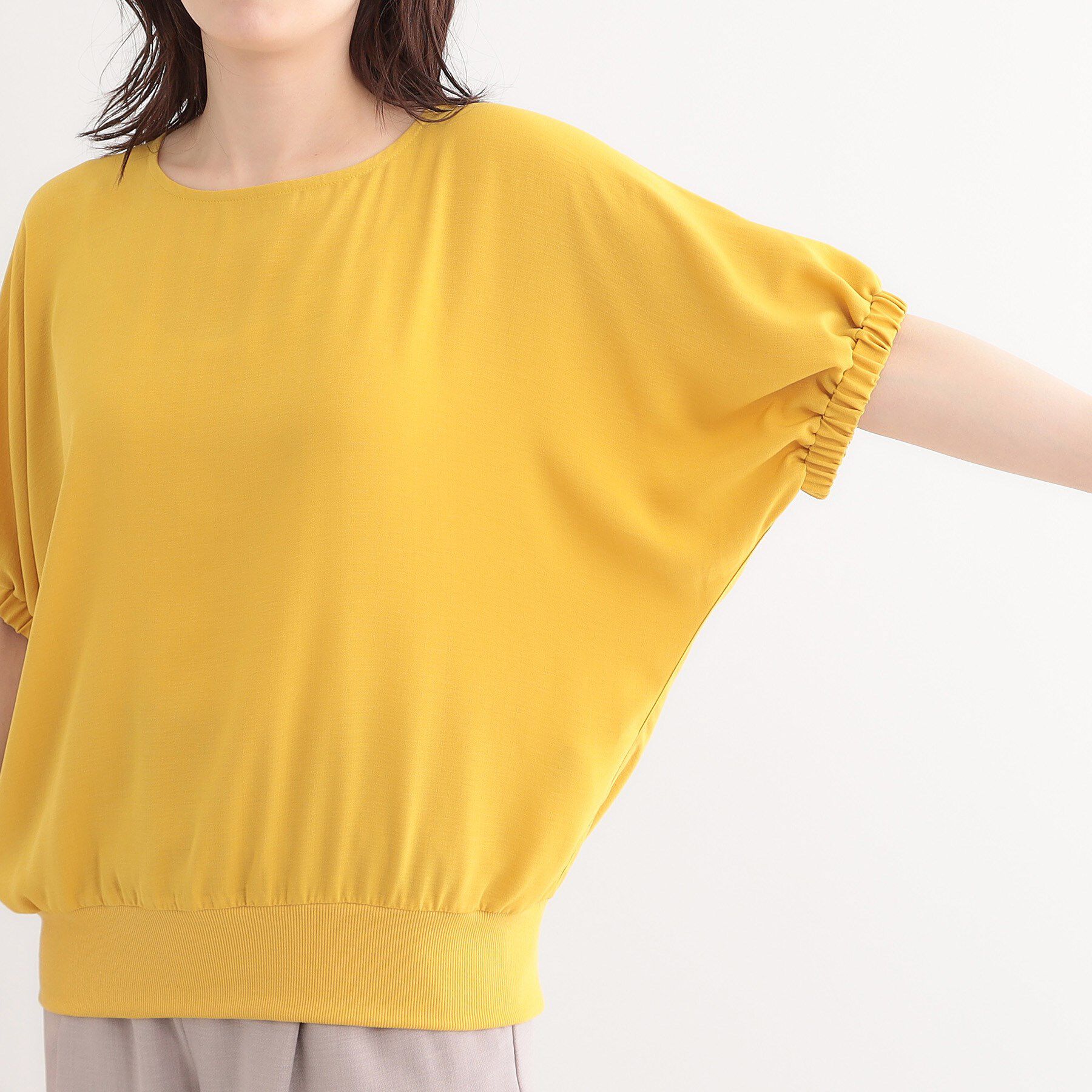 SHOO･LA･RUE「【高レビュー/UV/ひんやり/洗濯後しわになりにくい/5分袖】さらさら ドルマントップス」|シャツ・ブラウス|