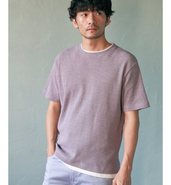 ikka「メランジワッフルフェイクT」|Tシャツ・カットソー|ピンク