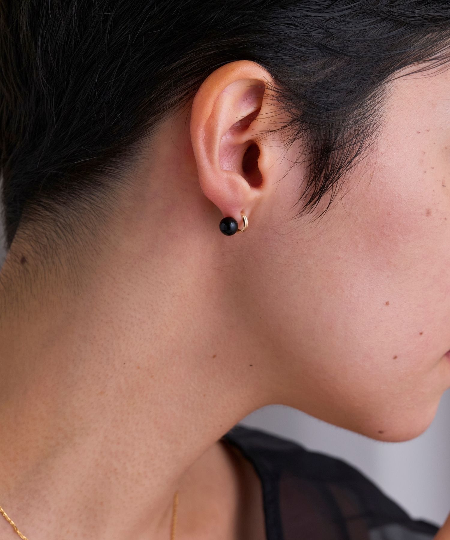 JUPITER「【K10】天然石フープフォルムピアス　オニキス」|ピアス|