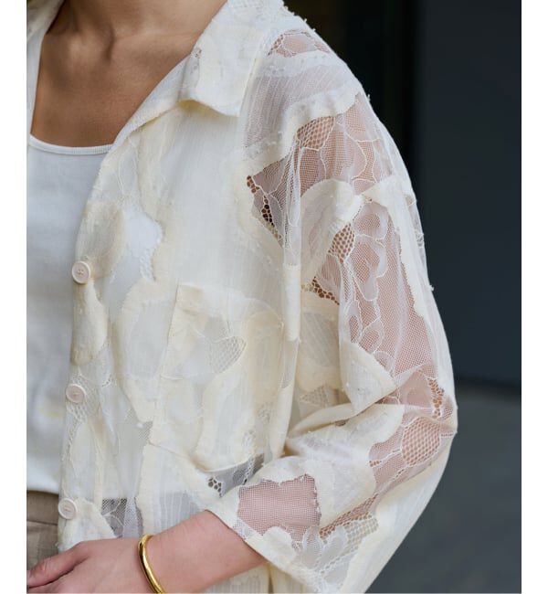 FRAMeWORK「≪追加≫ESTHE OVERSIZED SHEER LACE シャツ」|シャツ・ブラウス|