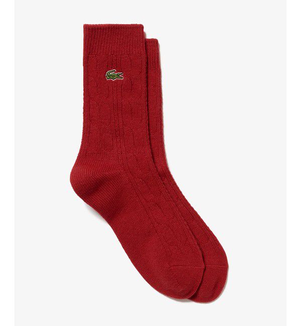 LACOSTE「エッセンシャルケーブルニットウィメンズソックス 22-24cm」|ソックス|レッド