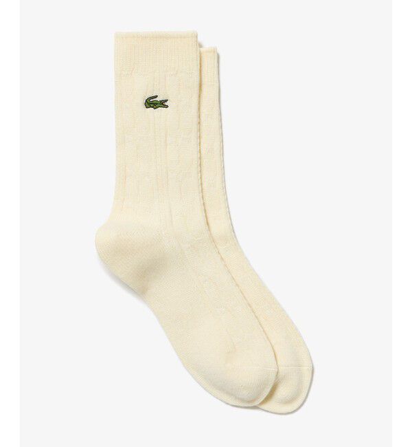 LACOSTE「エッセンシャルケーブルニットウィメンズソックス 22-24cm」|ソックス|アイボリー