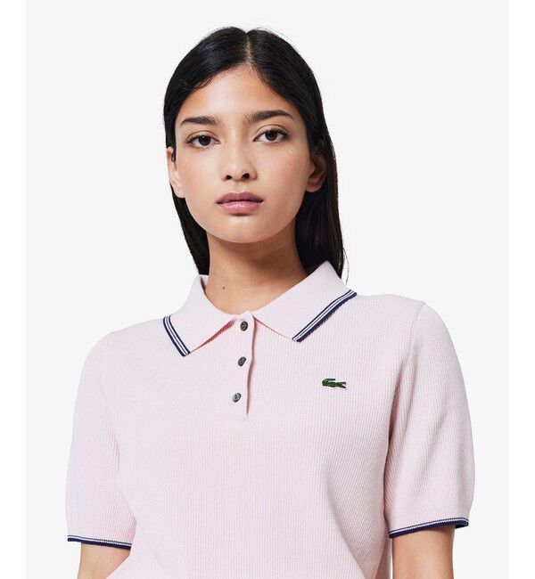 LACOSTE「配色ライン コンパクトニットポロシャツ」|ポロシャツ|