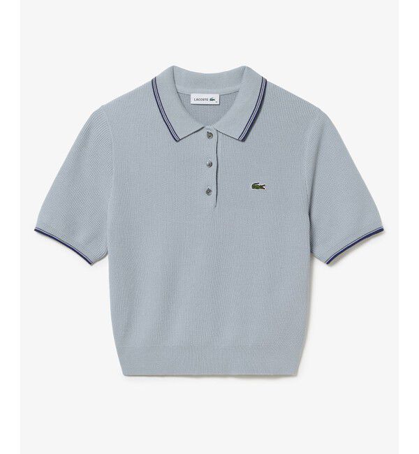 LACOSTE「配色ライン コンパクトニットポロシャツ」|ポロシャツ|ダークグレー