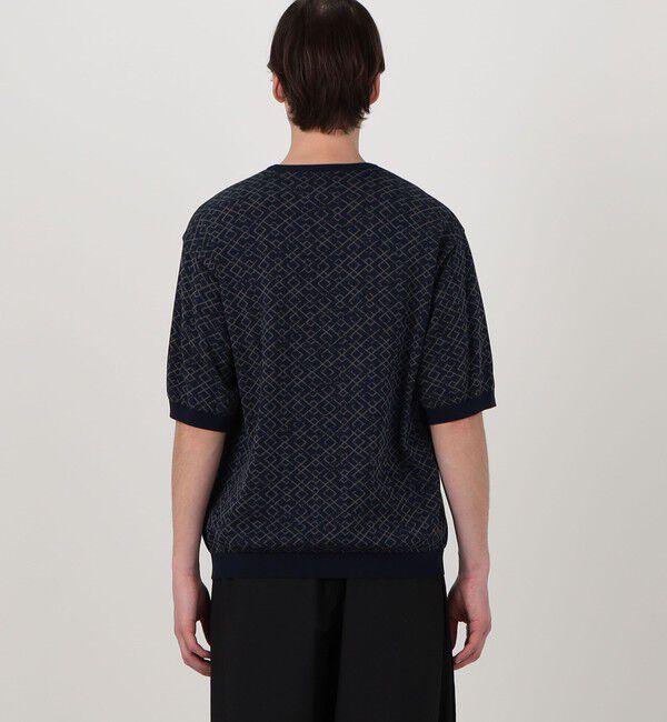TOMORROWLAND MENS「TOMORROWLAND tricot ジオメトリック柄 強撚ハイゲージコットンニットTシャツ」|ニット・セーター|