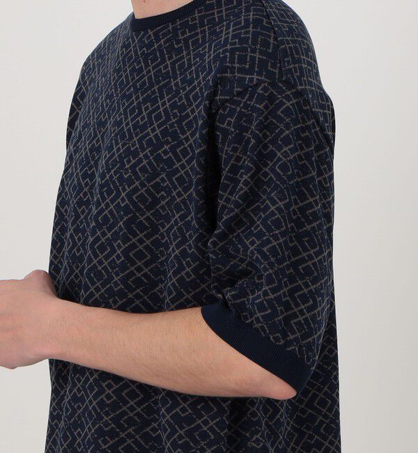 TOMORROWLAND MENS「TOMORROWLAND tricot ジオメトリック柄 強撚ハイゲージコットンニットTシャツ」|ニット・セーター|
