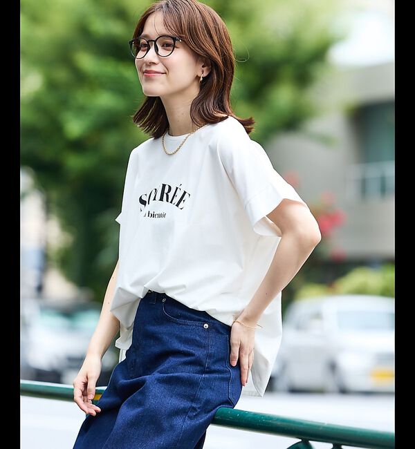 abahouse mavie「【新色ブラック入荷】ワイドロゴTシャツ」|Tシャツ・カットソー|