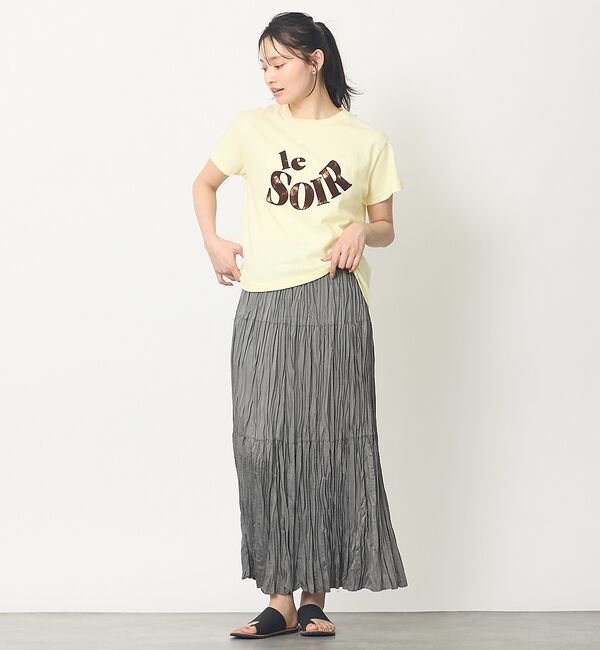 abahouse mavie「【新色チャコールグレー入荷】甘編み天竺フロッキープリントTシャツ」|Tシャツ・カットソー|
