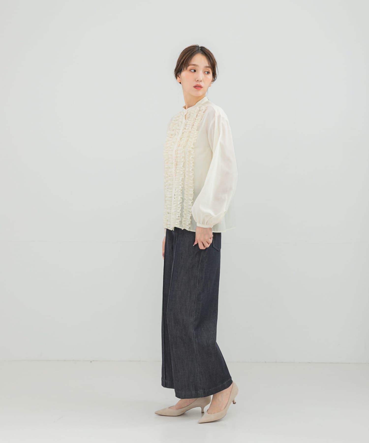 URBAN RESEARCH ROSSO「フロントフリルデザインブラウス」|シャツ・ブラウス|