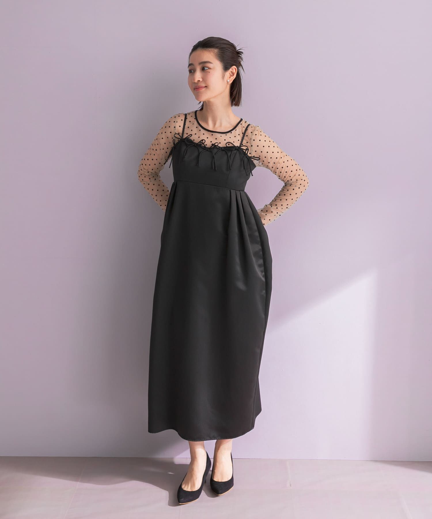 URBAN RESEARCH ROSSO「ANDRESD　RIBBONS DRESS&times;SHEER TOPS」|ワンピース|