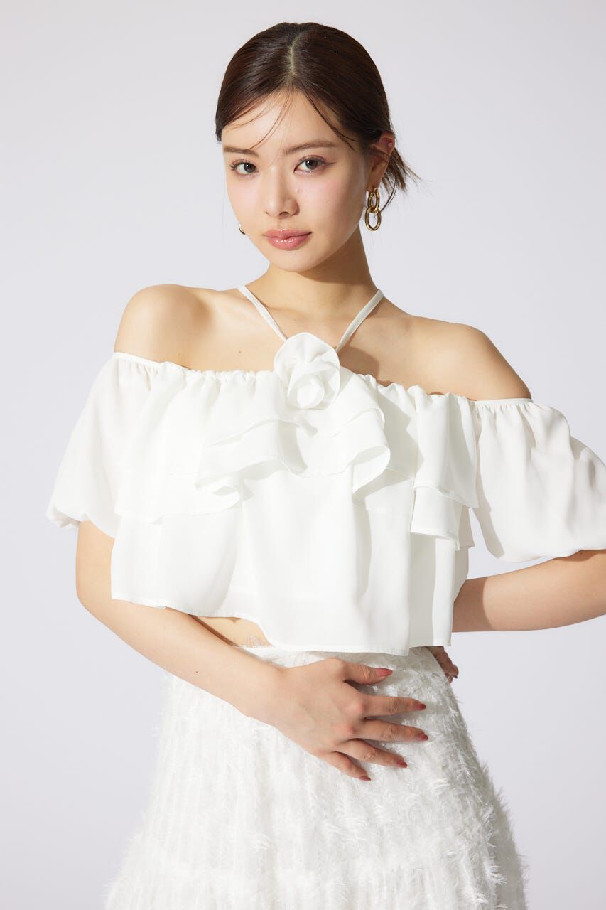 rienda「バルーンオフショルティアードブラウス」|シャツ・ブラウス|WHT
