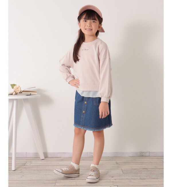 ikka kids「裾シフォンレイヤード裏毛プルオーバー（120~160cm）」|Tシャツ・カットソー|