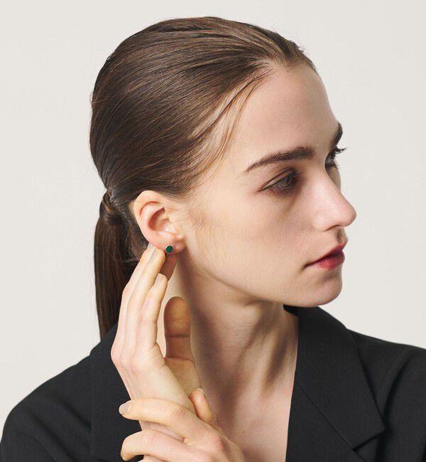 BEAUTY&YOUTH UNITED ARROWS「＜eoa＞ストーン マラカイト スタッズ ピアス 片耳用」|ピアス|