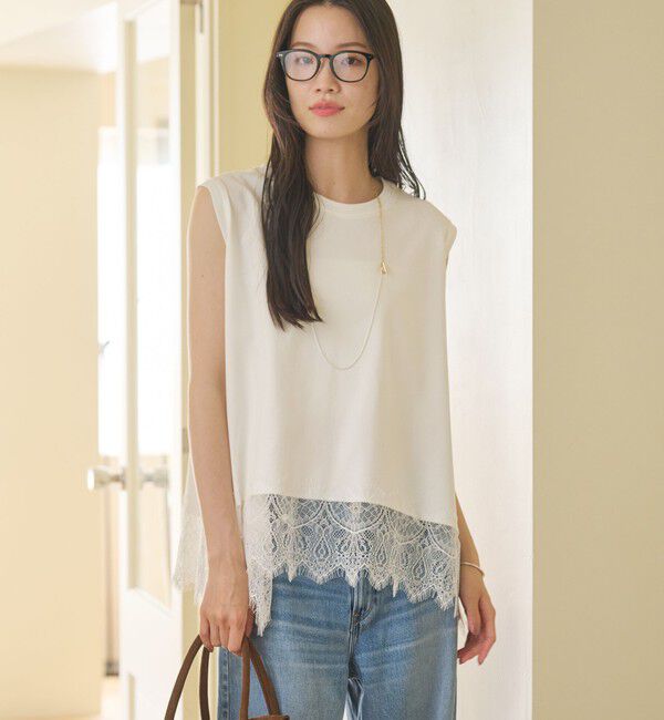 BEAUTY&YOUTH UNITED ARROWS「【WEB限定】レースコンビ ノースリーブカットソー」|Tシャツ・カットソー|