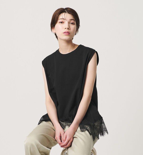 BEAUTY&YOUTH UNITED ARROWS「【WEB限定】レースコンビ ノースリーブカットソー」|Tシャツ・カットソー|