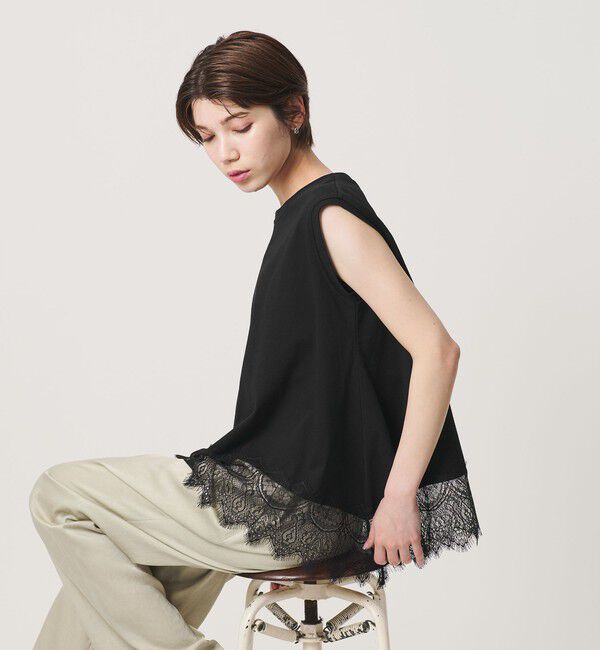 BEAUTY&YOUTH UNITED ARROWS「【WEB限定】レースコンビ ノースリーブカットソー」|Tシャツ・カットソー|