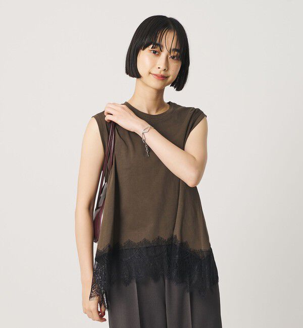 BEAUTY&YOUTH UNITED ARROWS「【WEB限定】レースコンビ ノースリーブカットソー」|Tシャツ・カットソー|