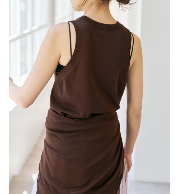 Spick and Span「《セットアップ可 / 手洗い可》シルクコットンノースリーブプルオーバー」|タンクトップ|